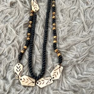 Noonday collection fair trade bead and horn necklace. Really long for wrapping.